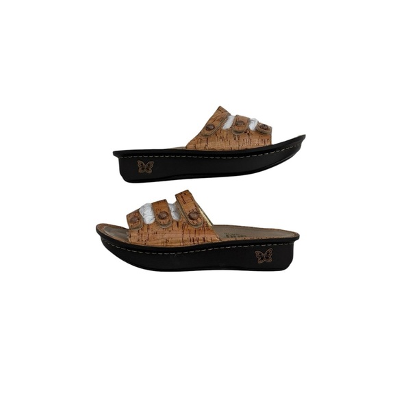 Alegria Fiona Cork Pattern Leather Triple Strap Leather Comfort Sandals Size 37 - Picture 3 of 12